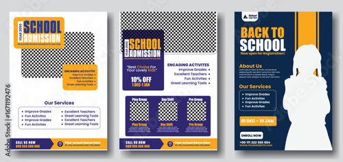 School admission Flyer and back to school promotion web Poster template