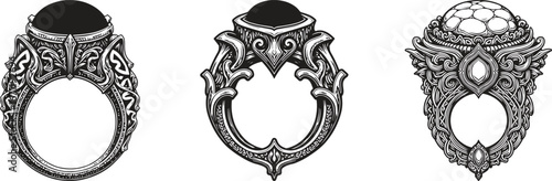 ornate ring vector illustration set – jewelry and vintage accessory art
