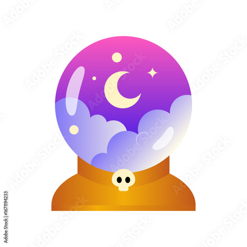 night magic crystal ball cartoon element