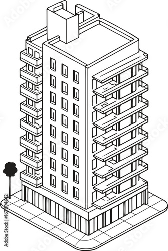 isometric office building illustration – skyscraper vector design