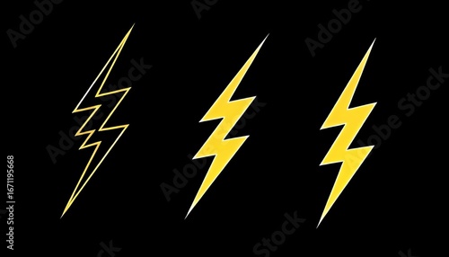 Lightning motifs composed of angular lines and sharp geometric s