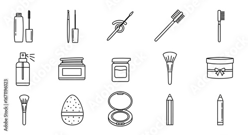 Collection of Minimalist Cosmetic and Beauty Icons
