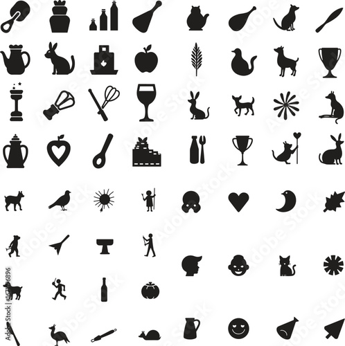 mixed icon collection – everyday objects, animals, and symbols vector pack