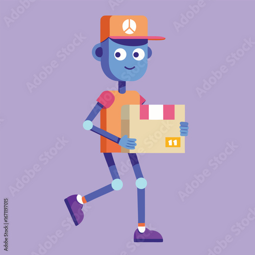 A running delivery robot is carrying a package, ensuring prompt and reliable service for every customer