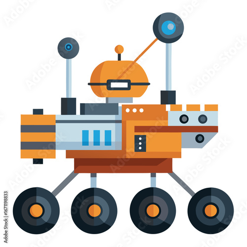 Planetary rover for space exploration, a robotic vehicle with advanced sensors and communication equipment