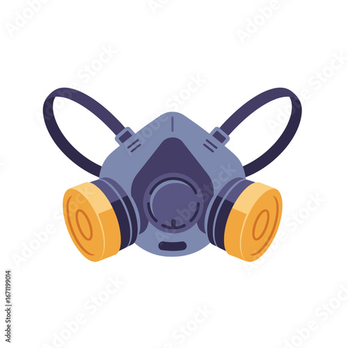 A sleek grey and yellow half-face respirator mask offers crucial respiratory protection against dust, gases, and airborne contaminants for health and safety.