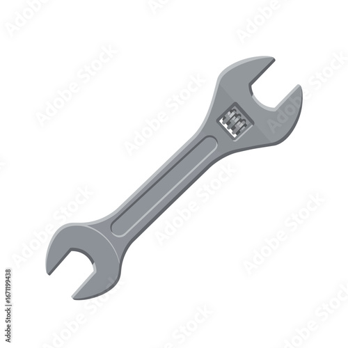 A versatile silver adjustable wrench, an essential mechanical tool, is depicted on a clean white background, symbolizing repair, maintenance, and construction work.