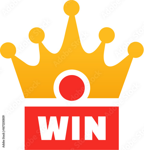 Winning Crown: A stylized, radiant golden crown emblazoned with a WIN text within a rectangular banner, epitomizing victory.