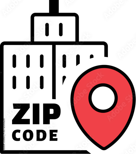Zip Code and Landmark: An artistic representation of a building juxtaposed with a prominent pin marker, signaling the heart of a specific location, representing the essence of place and connection.