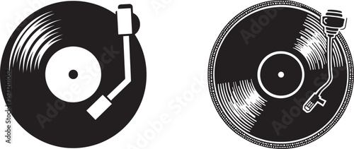 vinyl record player vector illustrations – music and dj icon pack