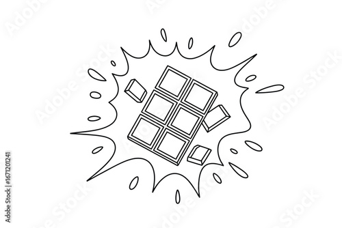 Explosion of delicious chocolate bar pieces