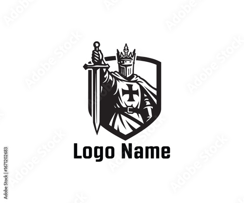 Medieval Knight Warrior Logo with Sword