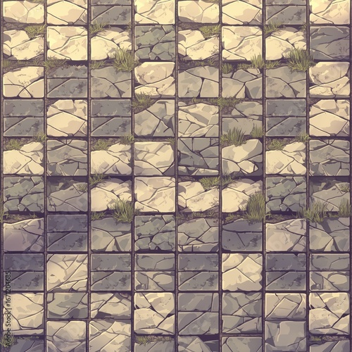 Retro Video Game Dungeon Floor and Wall Tile Set, Vintage Style Gaming Texture, Asset, Interior or Exterior Level Design World Building Pixel Art