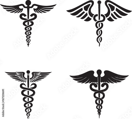 Caduceus Medical Symbol Icon Pack – Healthcare Vector Design