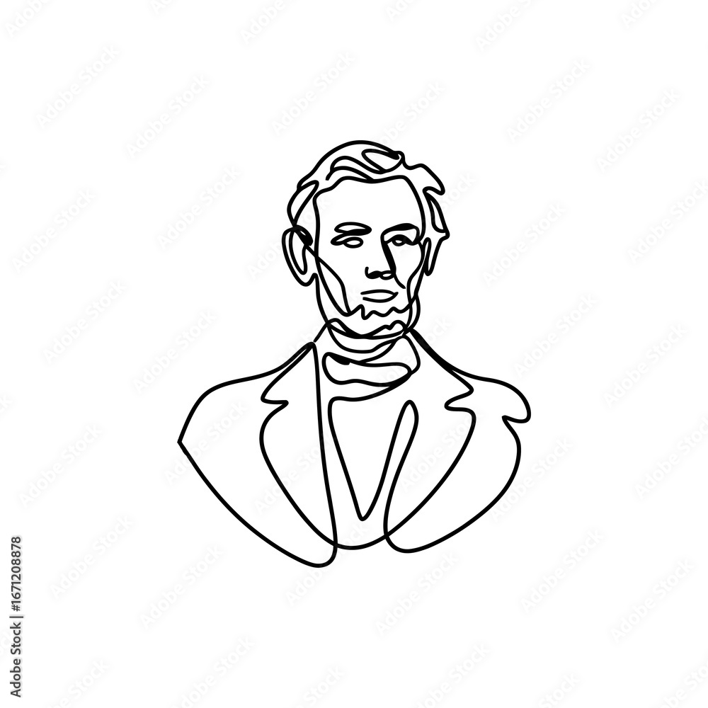Obraz premium Abraham Lincoln Continuous Line Drawing Portrait Bust Minimalist Art