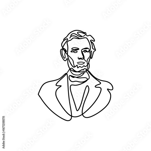 Abraham Lincoln Continuous Line Drawing Portrait Bust Minimalist Art