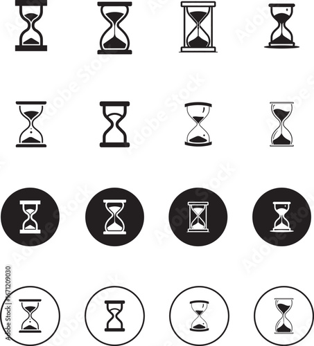 Hourglass Icon Set – Time and Countdown Vector Symbols