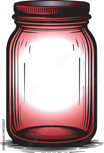 Vector illustration of a glass jar of jam with blank label isolated on transparent background