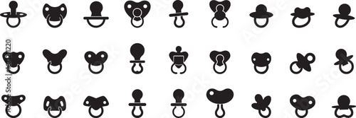 Baby Pacifier Icon Collection – Infant Nipple Vector Designs