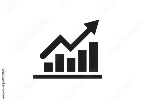 Dark graphic of a rising trend graph with bars