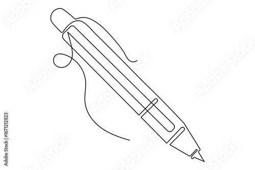 Clean ball pen continuous one line drawing minimalist isolate modern elegant illustration