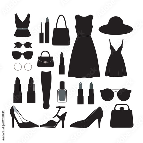 Minimal Fashion Icon Silhouettes Vector
