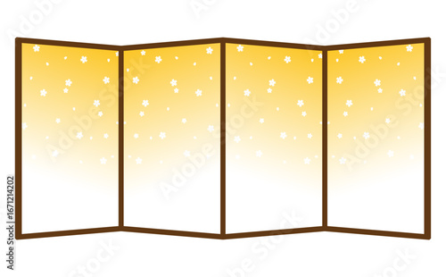 小桜模様の金屏風のイラスト素材