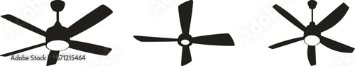 Ceiling Fan Icons – Home Appliance and Cooling Vector Illustration