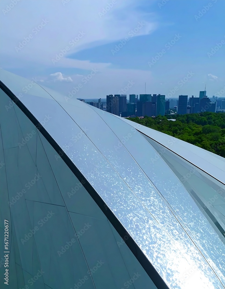 Obraz premium Cityscape Viewed from Modern Building Rooftop