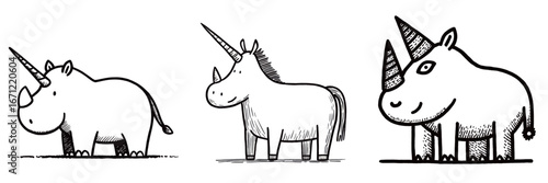 Three cartoon-style creatures are depicted in a playful fashion.