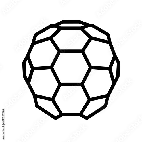 Black and White Fullerene Molecule Structure Illustration
