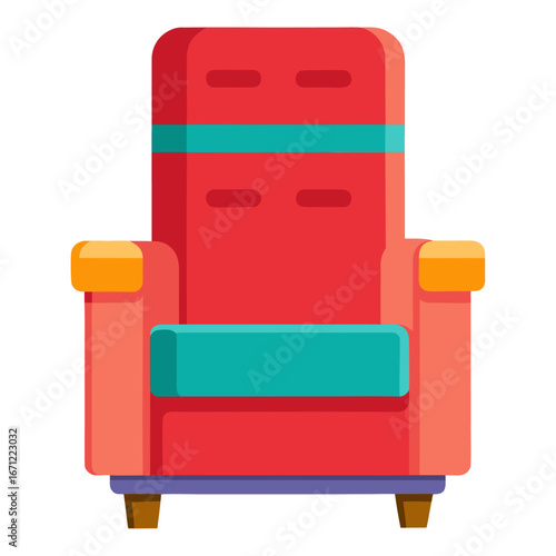 Minimalist color vector illustration of a modern recliner chair