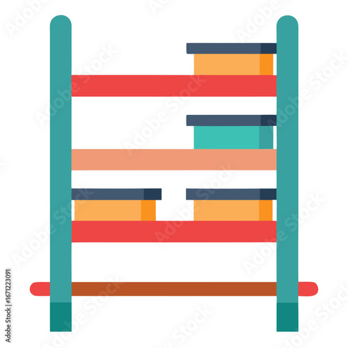 Minimalist color vector illustration of a modern shoe rack