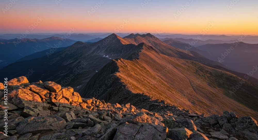 Naklejka premium sunset over the mountains
