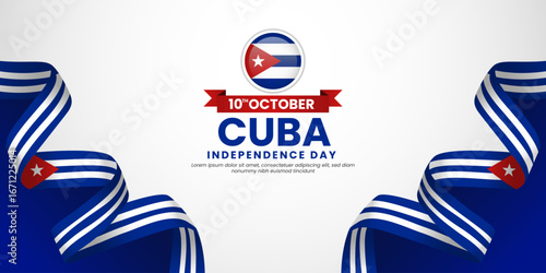 Cuba flag for independence day banner background with waving ribbon flag