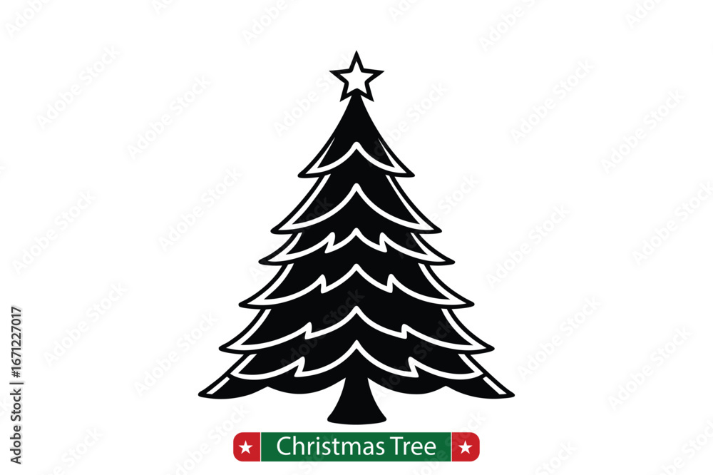 Fototapeta premium Christmas tree Silhouette vector bundle, Christmas tree Silhouette illustration