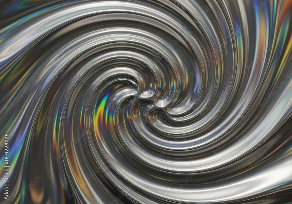 Obraz premium Swirling metallic texture with iridescent rainbow highlights