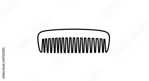 Simple Black Outline of a Comb with Handle and Teeth