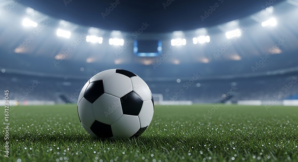 Naklejka premium soccer ball on stadium