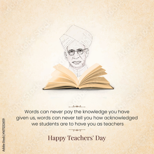 5 September, Happy Teacher's Day with Sarvepalli radhakrishnan, Illustration