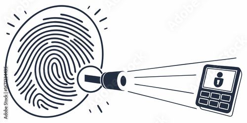 Illustration of a fingerprint being scanned by a device to unlock a secure access control system