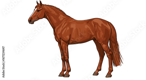 Elegant Chestnut Horse Standing Gracefully Isolated on Transparent Background for Equestrian Themes
