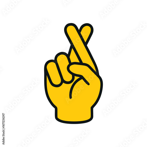 Fingers crossed hand sign concept hoping for good luck or wishing for success and positive outcome in various situations depicted against white background