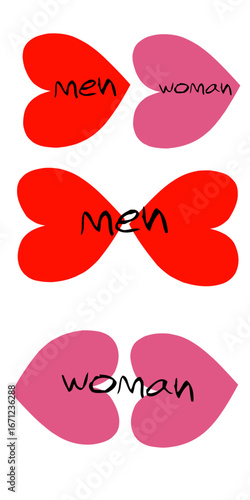 Vector illustration of a red and pink heart with the text 