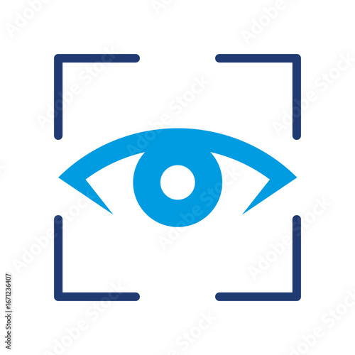 Eye Scanning Icon Vector Illustration Blue Version