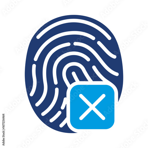 Fingerprint Denited Icon Vector Illustration Blue Version