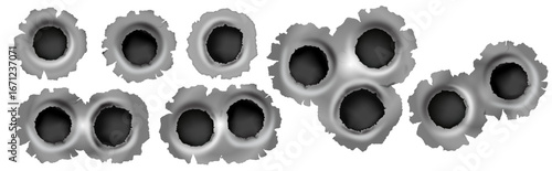 Relastic bullet impact holes in vector format
