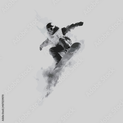 A snowboarder executes an impressive aerial maneuver while riding stylishly over soft snow.