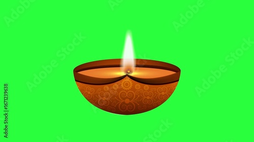 Greenscreen lamp for festival of light, happy diwali. Diya