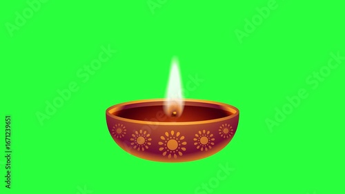 Greenscreen lamp for festival of light, happy diwali. Diya